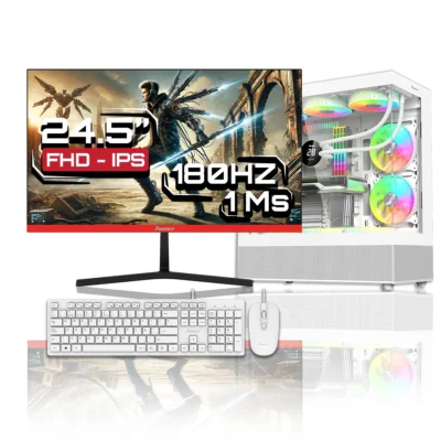 PC + MONITOR 24.5" JANUS GAMER CORE I3 14100F / SSD 512GB M,2 / DDR4 16GB RGB / RTX 3050 / V900 WHITE