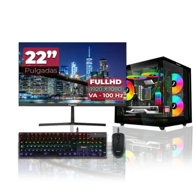 PC + MONITOR 22" JANUS GAMER CORE I5 12400F / SSD 512GB M,2 / DDR4 16GB RGB / INTEL ARC A380 LP 6G/ V900 BLACK