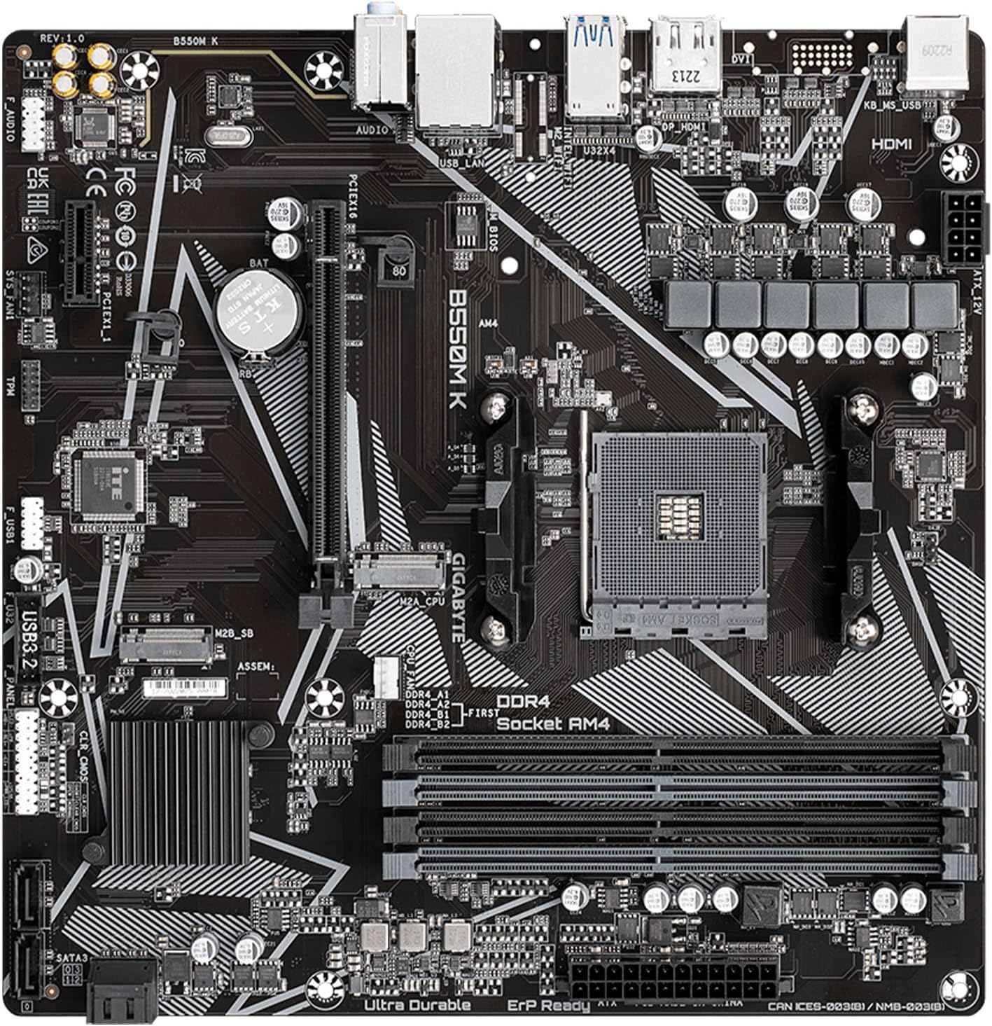 BOARD GIGABYTE B550M-K AM4 PCIe4.0 NVMe MICRO ATX - Imagen 4