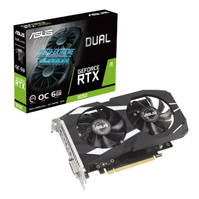 TARJETA DE VIDEO ASUS DUAL GEFORCE RTX -3050 OC/ 6GB GDDR6 96BITS / DVI-D – HDMI – DP